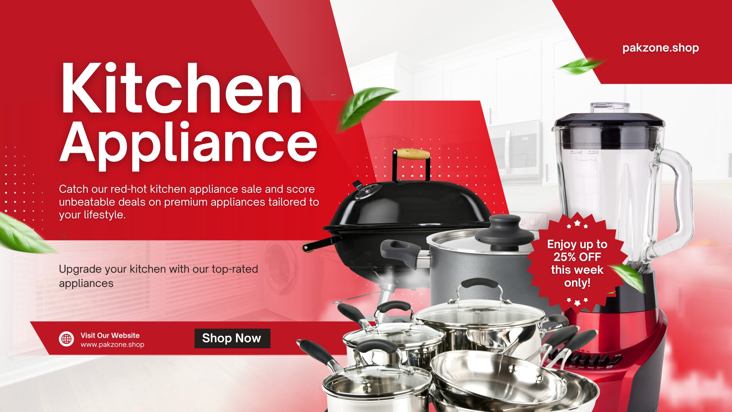 Red and White Modern Kitchen Appliance Twitter Post